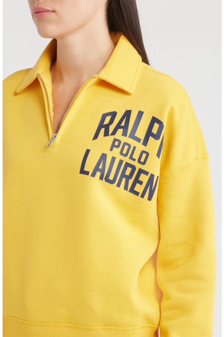 Cotton Blend Quarter Zip Sweatshirt, Alternate, color, GOLD BUGLE