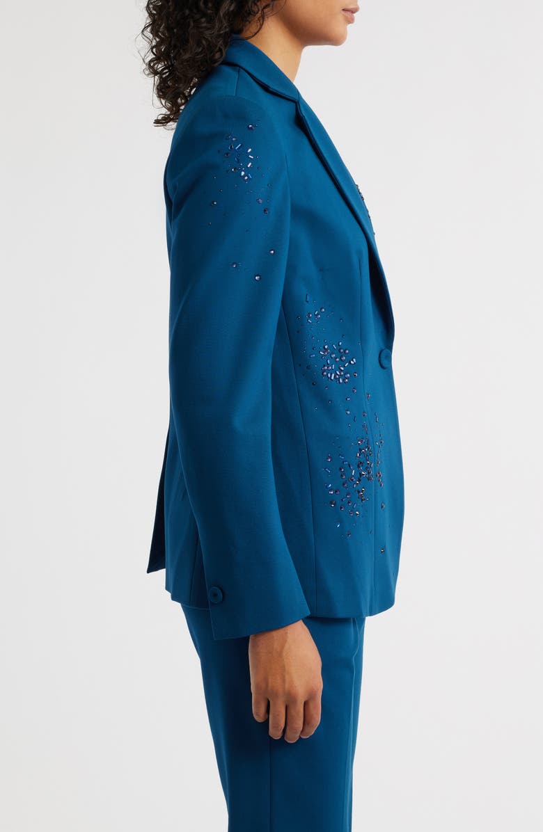 Anne Klein Embellished One-Button Blazer, Alternate, color, Baltic Teal