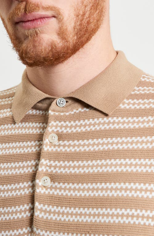 Ben Sherman Stripe Jacquard Polo In Sand