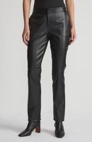 Lafayette 148 New York Manhattan Leather & Stretch Knit Cigarette Pants