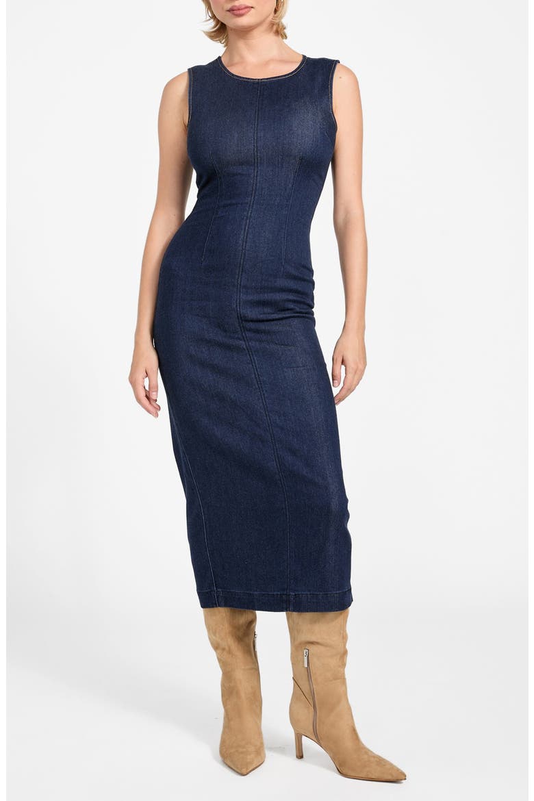 Dahlia Sleeveless Denim Midi Dress, Main, color, OAKLYNN BRIGHT BLUE