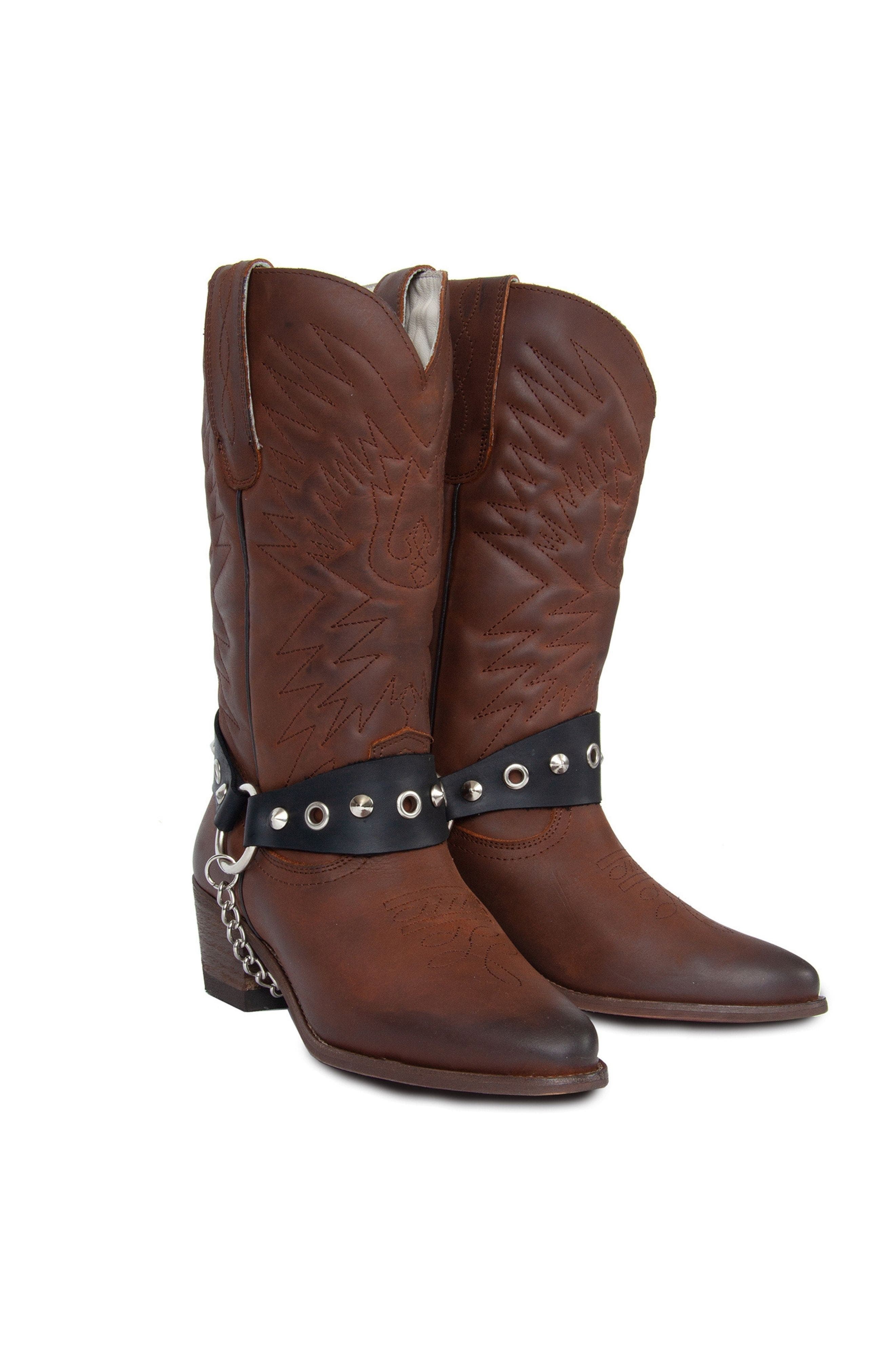 Cowboy Leather Boots, Alternate, color, Brown