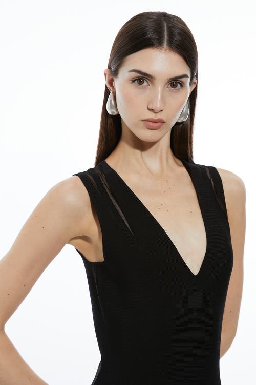 Karen Millen Sheer Skirt Maxi Knit Dress In Black