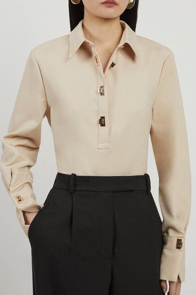 Techno Cotton Gold Clasp Shirt, Alternate, color, Sand