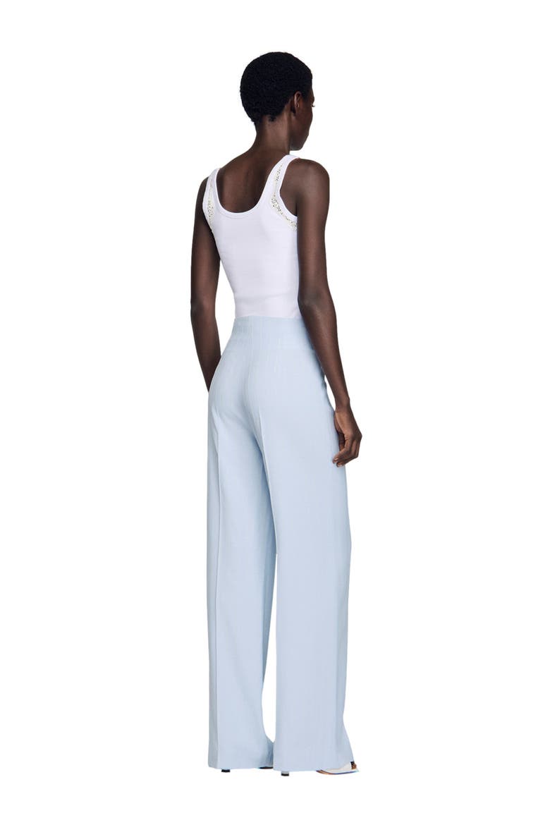 Striped sequin trousers, Alternate, color, Sky blue