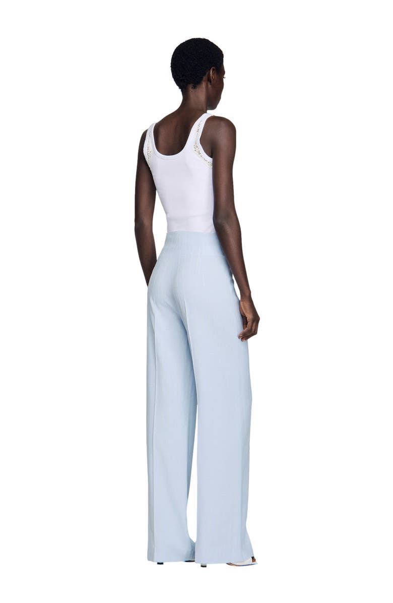 SANDRO Striped sequin trousers, Alternate, color, Sky Blue