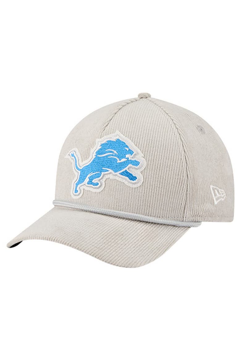 Men's New Era Silver Detroit Lions Cord Corduroy 9FORTY A-Frame Adjustable Hat, Main, color, Silver