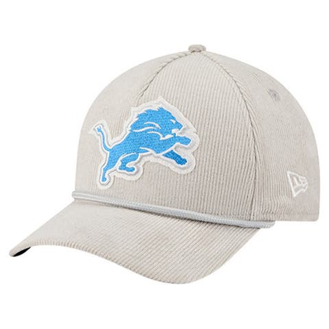 Men's New Era Silver Detroit Lions Cord Corduroy 9FORTY A-Frame Adjustable Hat