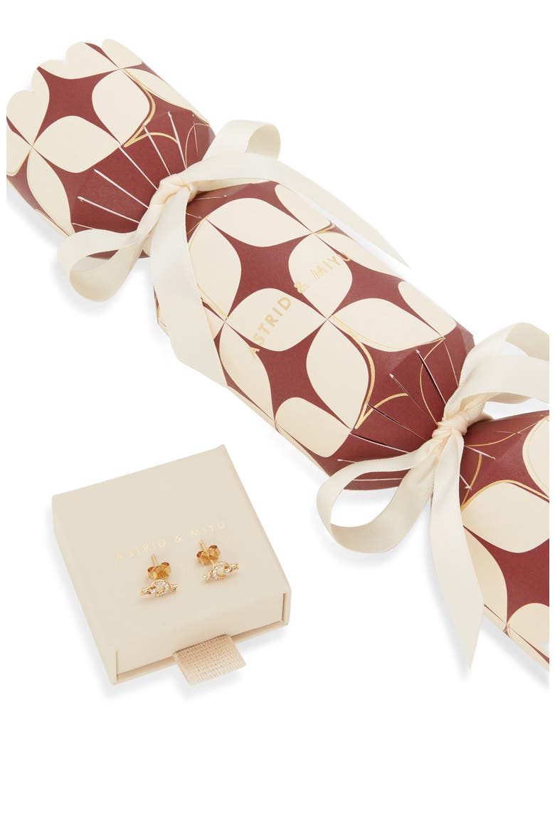 Pavé Crystal Star & Moon Stud Earrings Christmas Cracker, Main, color, GOLD