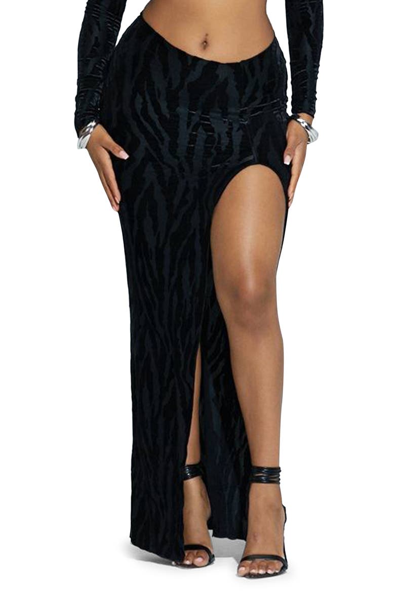 Tiger Print Burnout Skirt, Main, color, BLACK TIGER PRINT