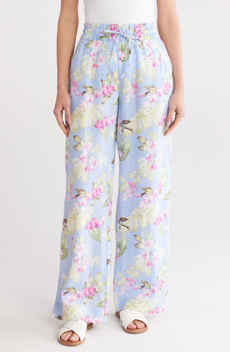 Tommy Bahama Orchid Dreams High Rise Linen Blend Pull-On Pants, Main, color,