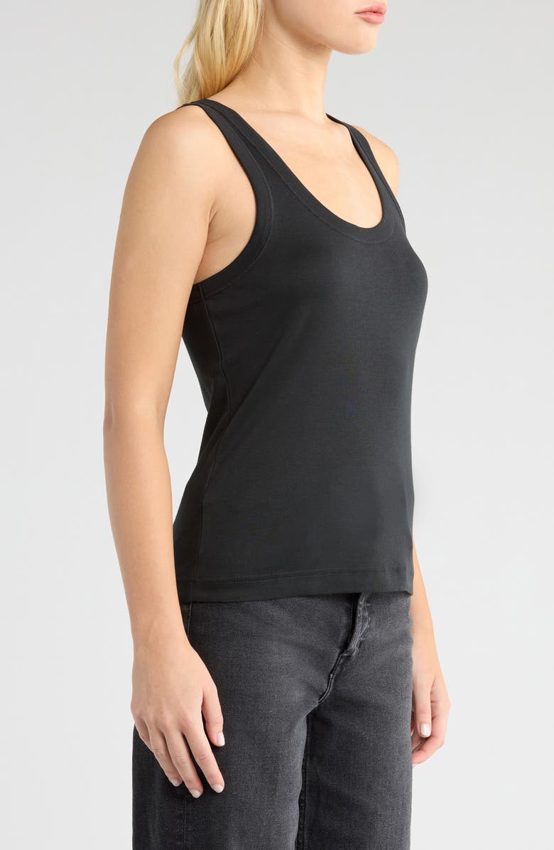 MANGO Scoop Neck Cotton Tank, Alternate, color, Black