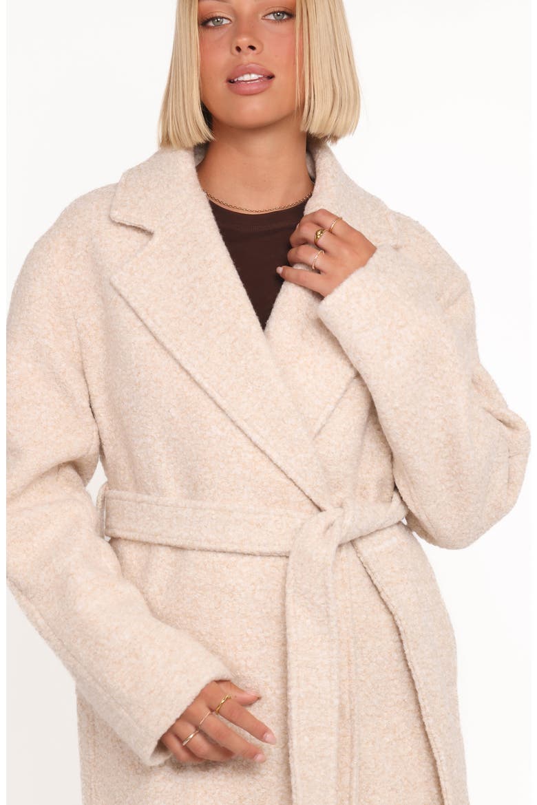 Goodie Belted Faux Shearling Longline Coat, Alternate, color, CREAM