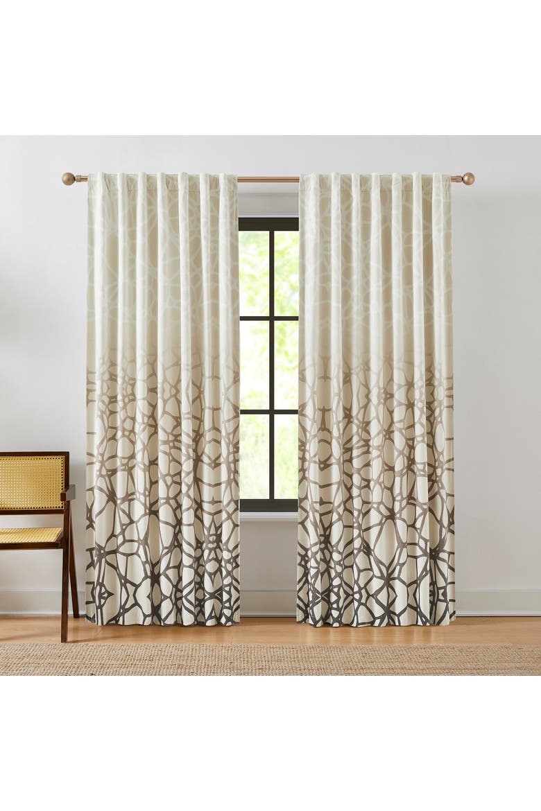 Ethereal Tangle Velvet Blackout Window Panel, Main, color, Ivory/Brown