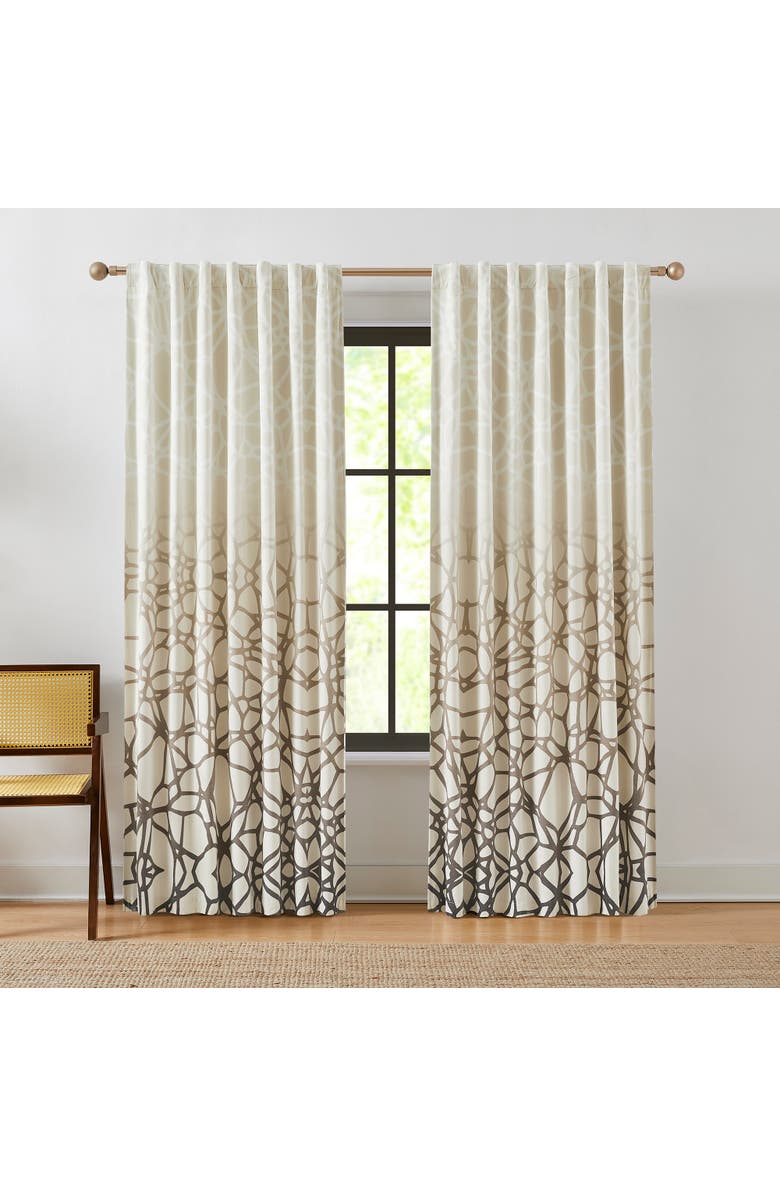 Chuks Collins x Lush Decor Ethereal Tangle Velvet Blackout Window Panel, Main, color, Ivory/Brown