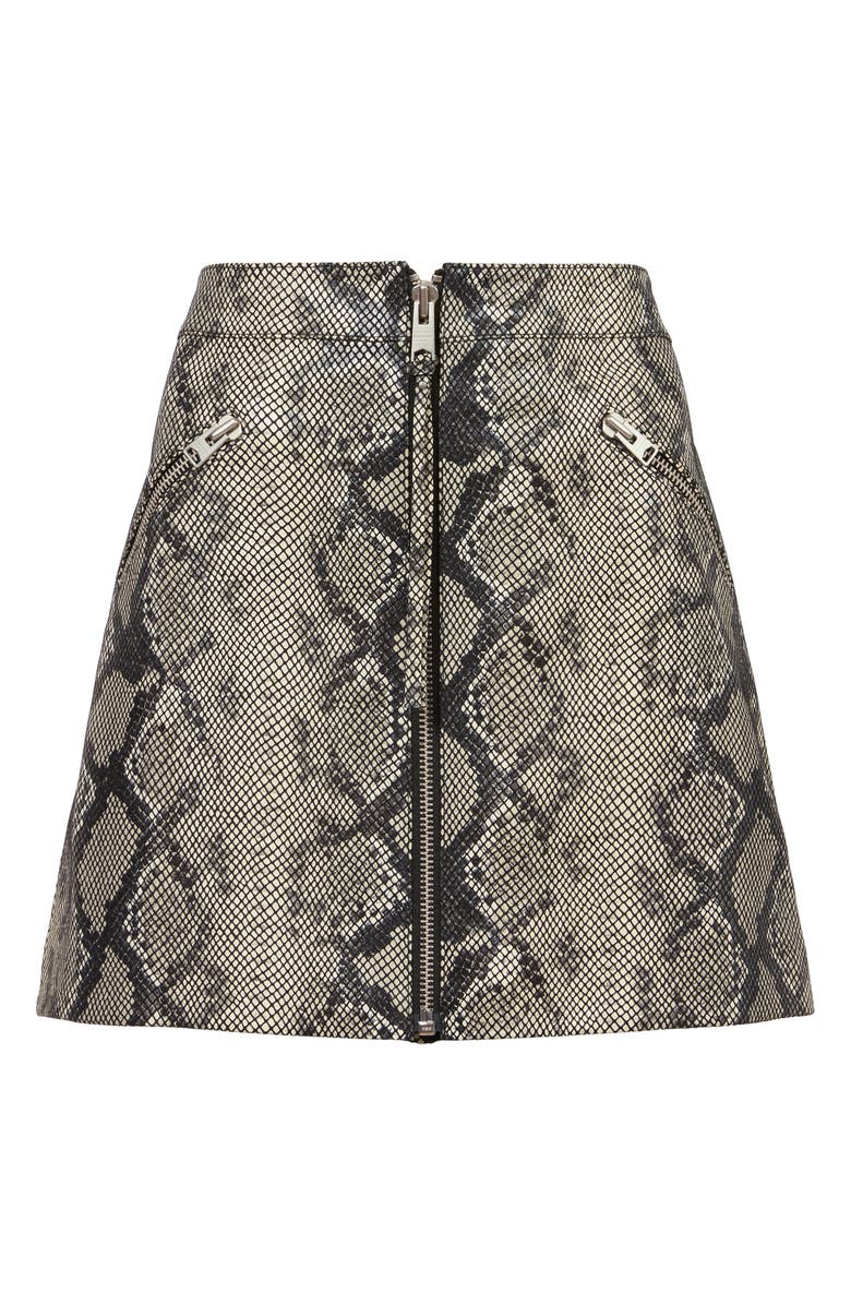 AllSaints Piper Snake Print Leather Miniskirt, Alternate, color, 
