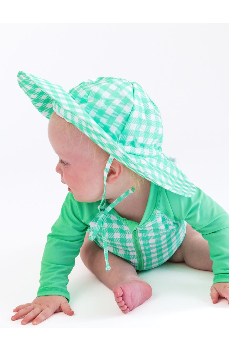RuffleButts Unisex UPF50+ Sun Protective Hat, Alternate, color, Spring Green Gingham
