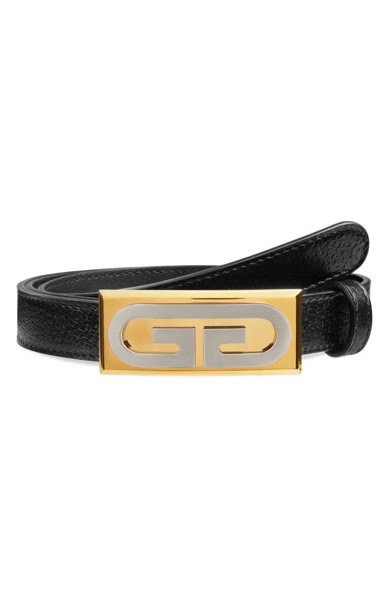 Gucci GG Plaque Buckle Leather Belt, Main, color, 