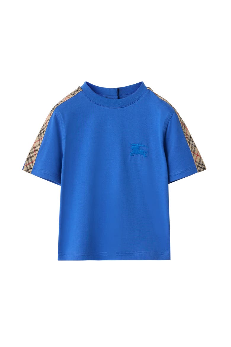 Check Trim Cotton T-shirt, Main, color, Hyacinth blue