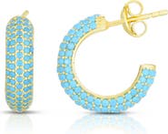 SPHERA MILANO 14K Yellow Gold Vermeil Turquoise Hoop Earrings