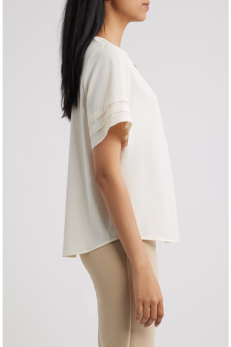 Pleated Split Neck Top, Alternate, color, WHITE DOVE