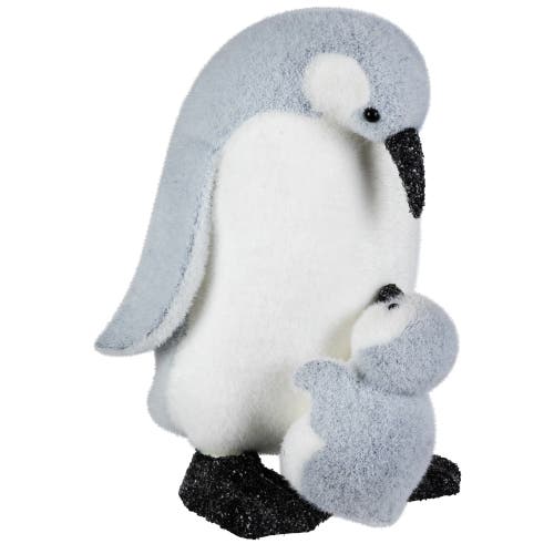 Northlight Mother Penguin With Chick Christmas Figurine In Blue