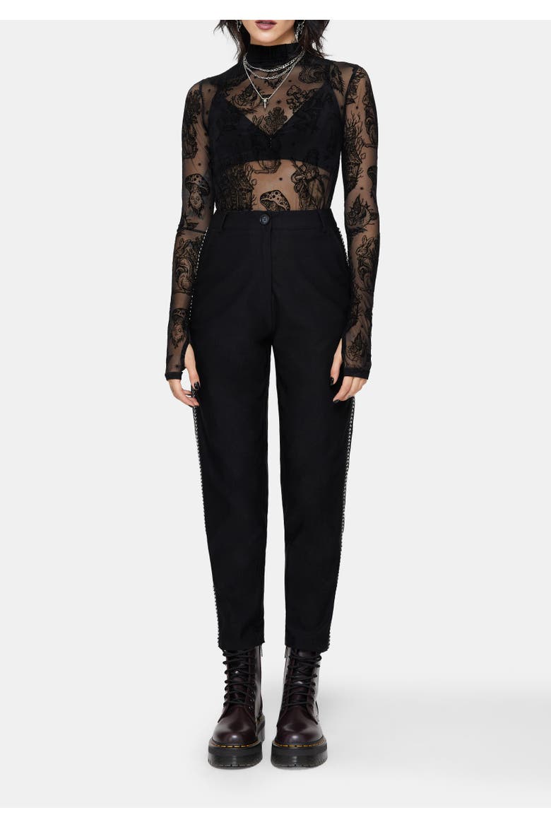 Nocturne Tapered Trouser With Chain Trim, Main, color, Black
