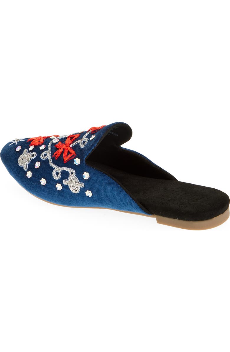 FUCHSIA Holiday Belle Embroidered Mule, Alternate, color, Navy Blue