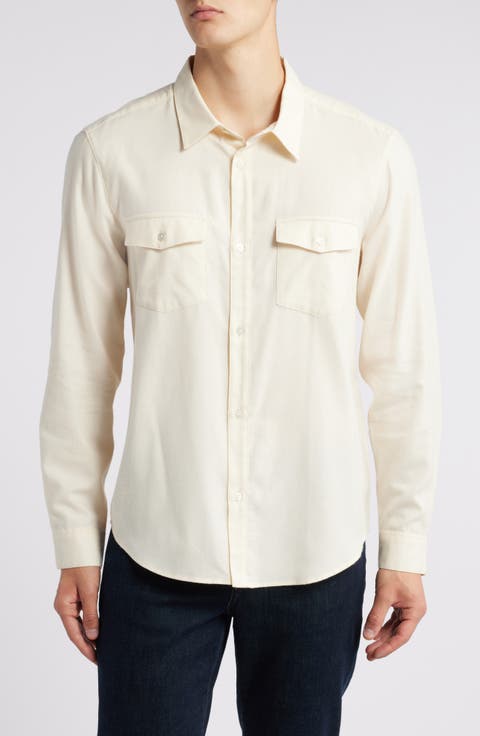Cotton & Merino Wool Button-Up Shirt
