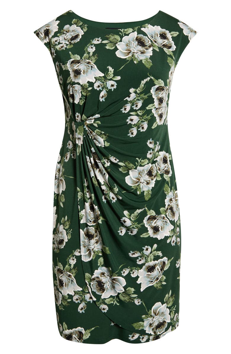 Connected Apparel Floral Cap Sleeve Faux Wrap Midi Dress, Main, color, 