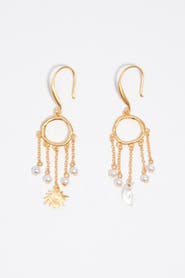 Bimba y Lola Sun And Moon Earrings With Chains And Pearls