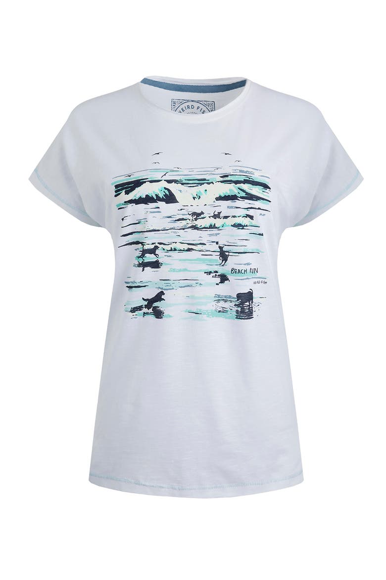 Beach Run Front Print Graphic T-Shirt, Alternate, color, White
