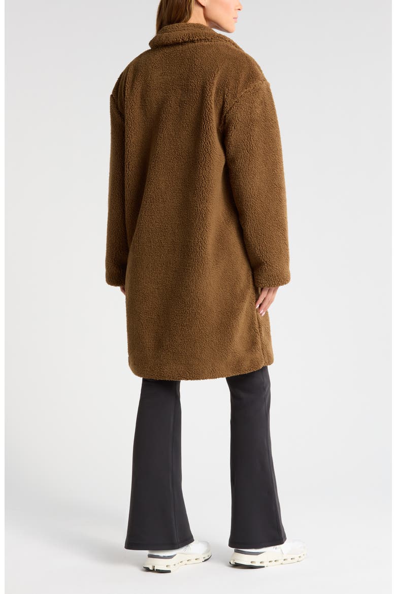 Faux Shearling Longline Coat, Alternate, color, BROWN TEAK