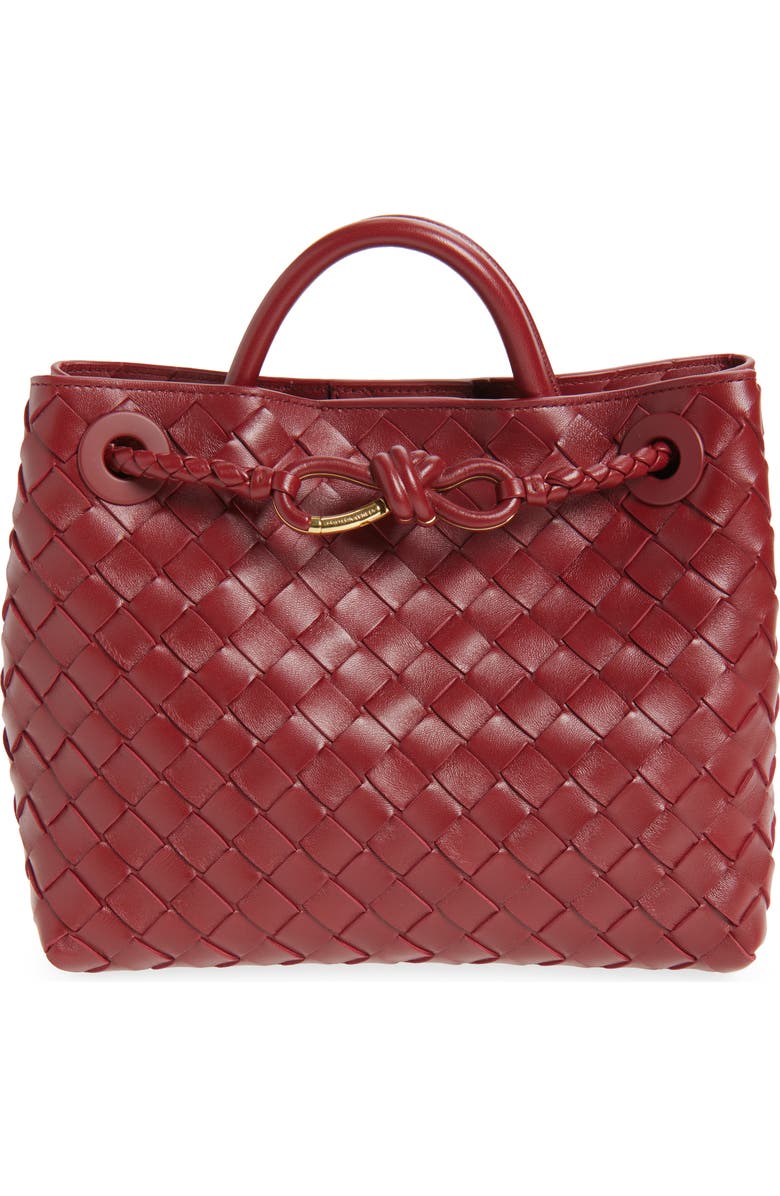 Bottega Veneta Small Andiamo Intrecciato Lambskin Leather Top Handle Bag, Main, color, 6551 Lava Red-M B