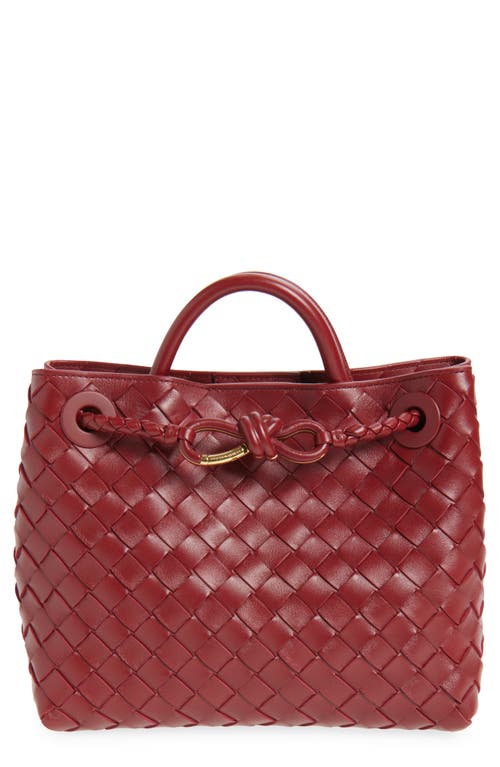 Bottega Veneta Small Andiamo Intrecciato Lambskin Leather Top Handle Bag in 6551 Lava Red-M B at Nordstrom