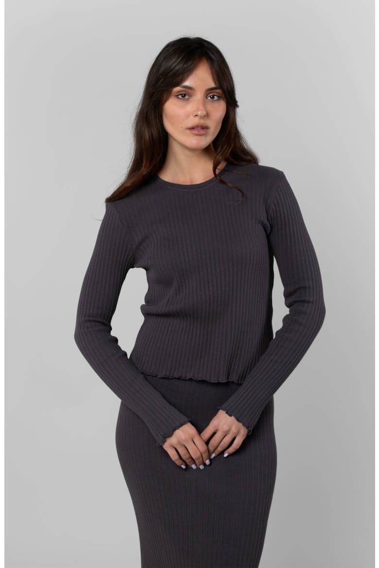 Cotton Rib Long Sleeve, Main, color, Charcoal