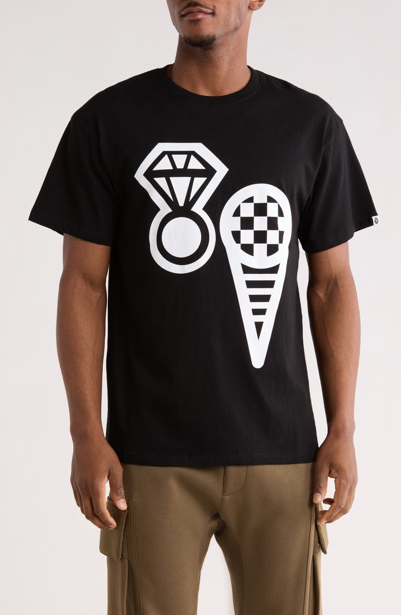 ICECREAM Checkers Graphic T-Shirt, Main, color, Black