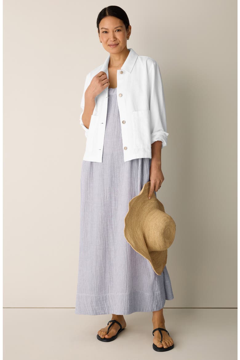 Classic Collar Organic Cotton & Organic Linen Jacket, Alternate, color, WHITE