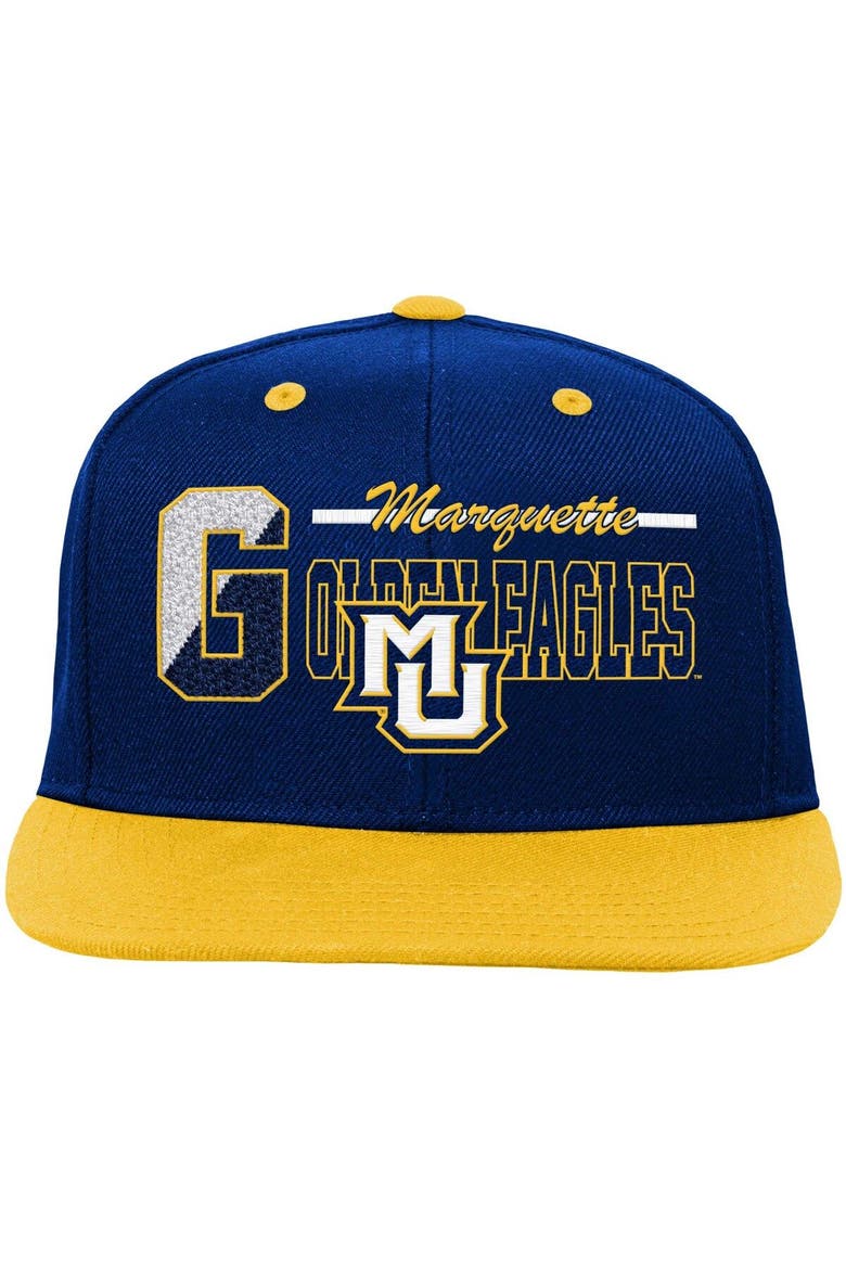 Youth Mitchell & Ness Navy Marquette Golden Eagles Varsity Letter Snapback Hat, Alternate, color, Royal
