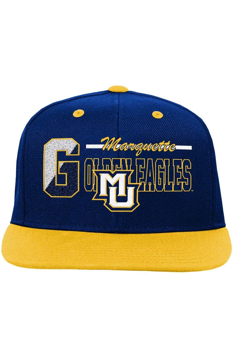 Mitchell & Ness Youth Mitchell & Ness Navy Marquette Golden Eagles Varsity Letter Snapback Hat, Alternate, color, Royal