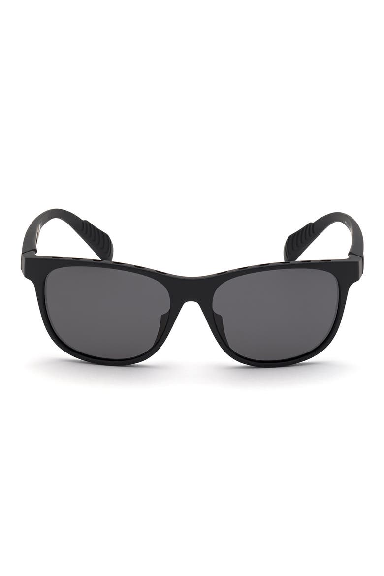 55mm Round Sunglasses, Main, color, MATTE BLACK / SMOKE POLARIZED