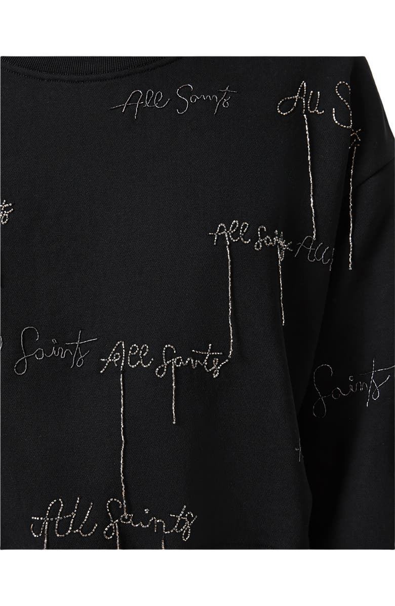 AllSaints Logo Embroidery Sweatshirt, Alternate, color, Black