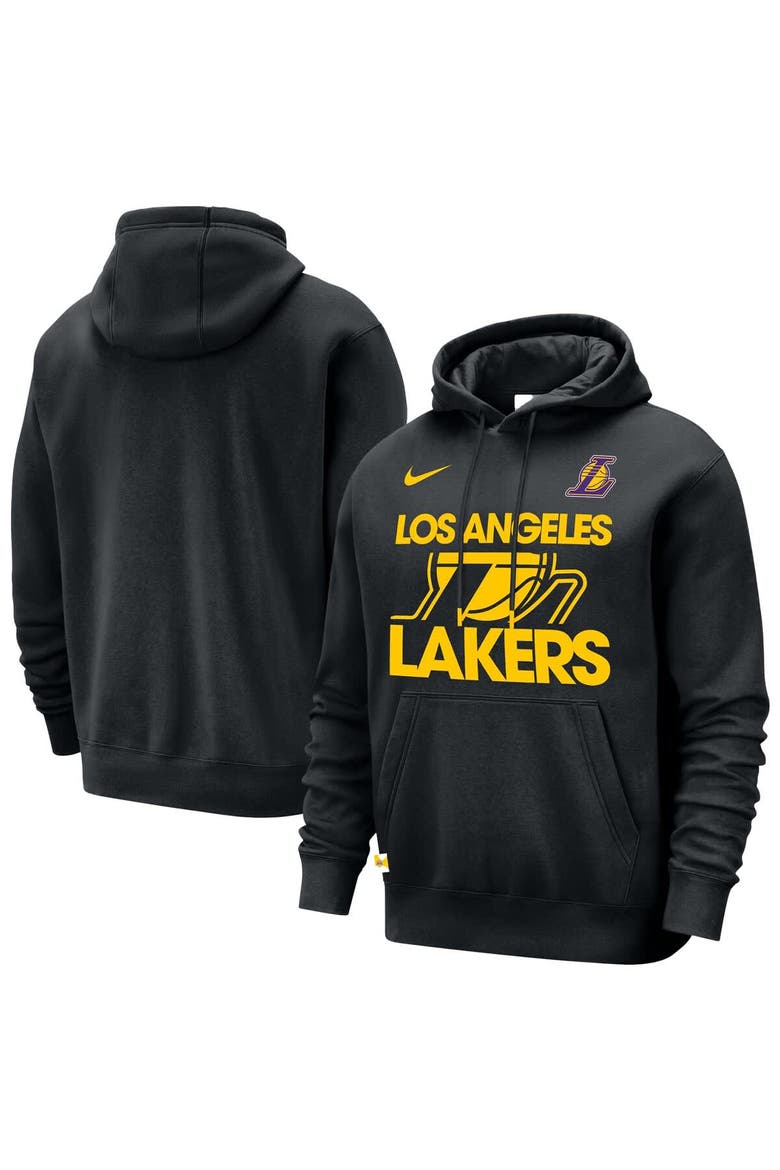 Men's Nike Black Los Angeles Lakers Courtside Club Pullover Hoodie, Main, color, Black