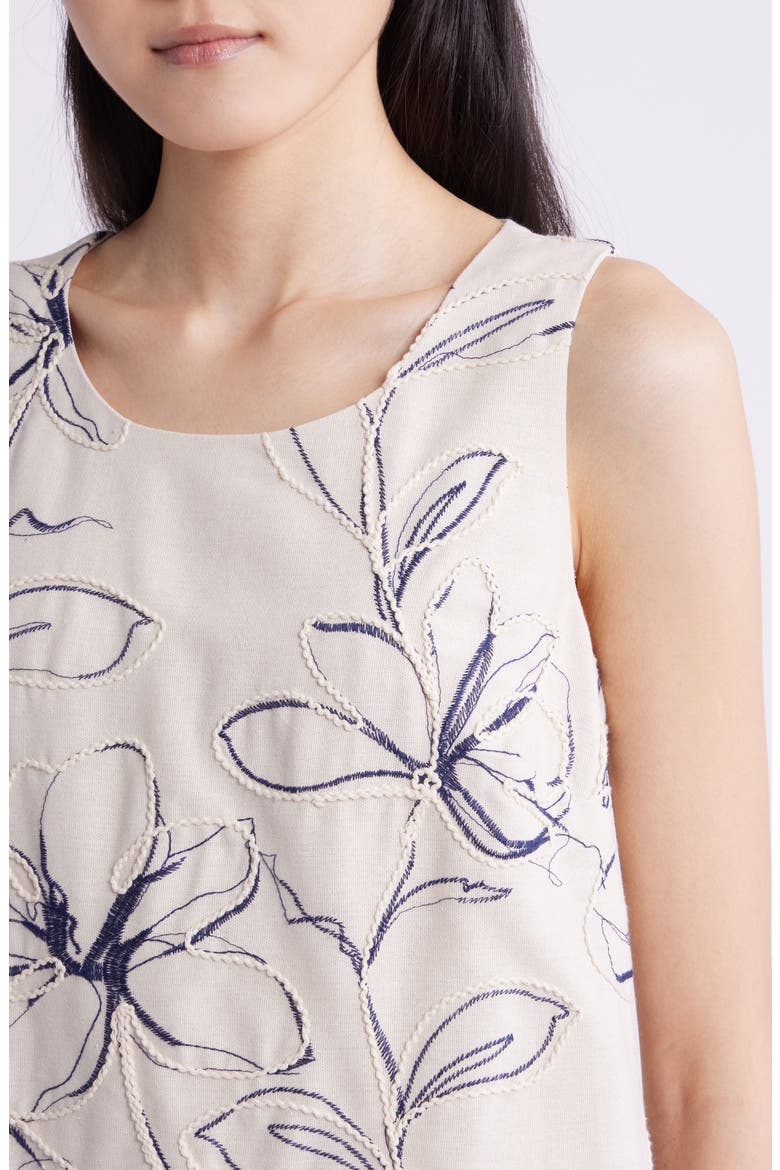 Floral Embroidery Sleeveless Top, Alternate, color, NATURAL GRN MLT
