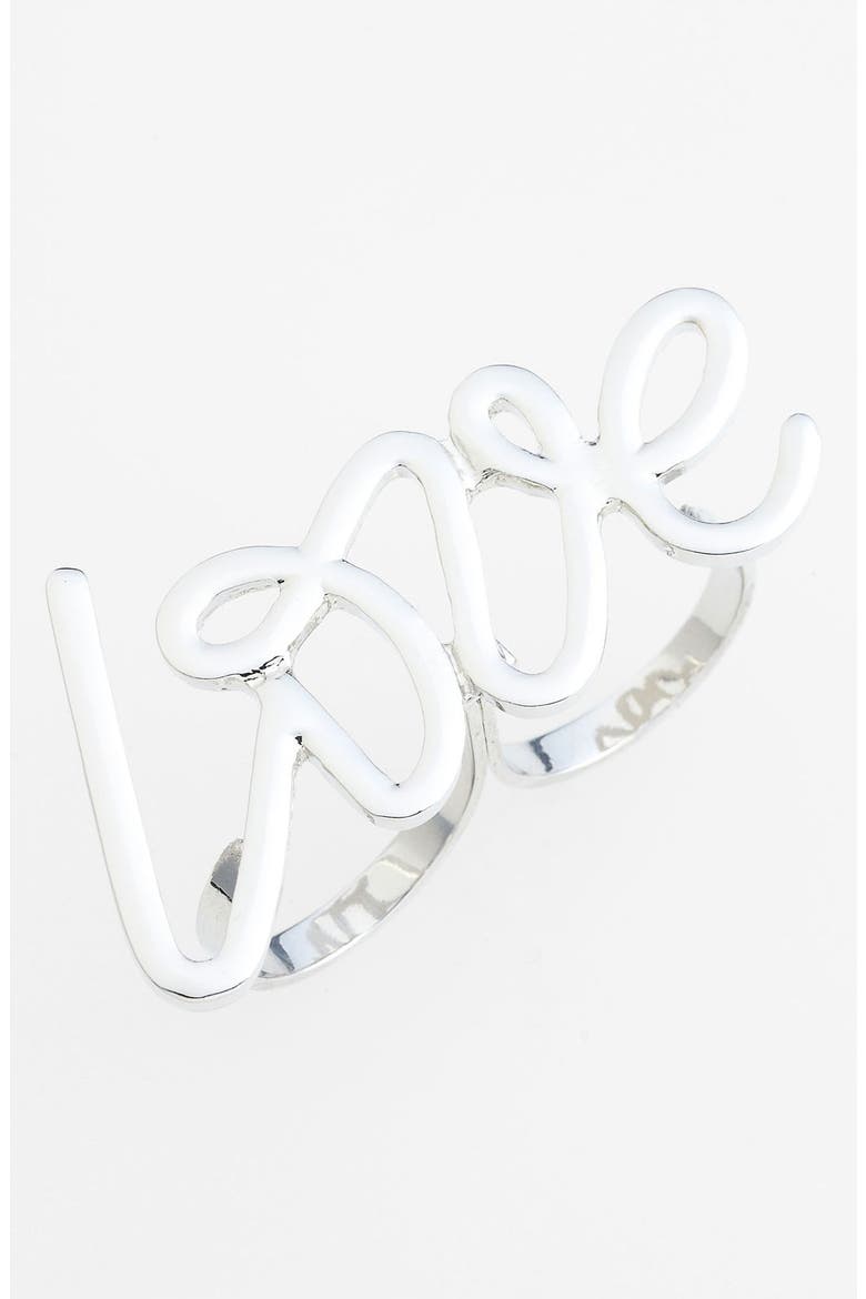 'Love' Double Ring, Main, color, SILVER