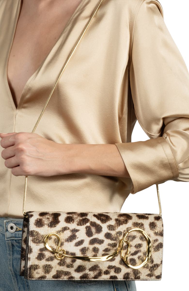 Alexis Bittar TWST GD HNDL CLTCH, Alternate, color, Metallic Leopard