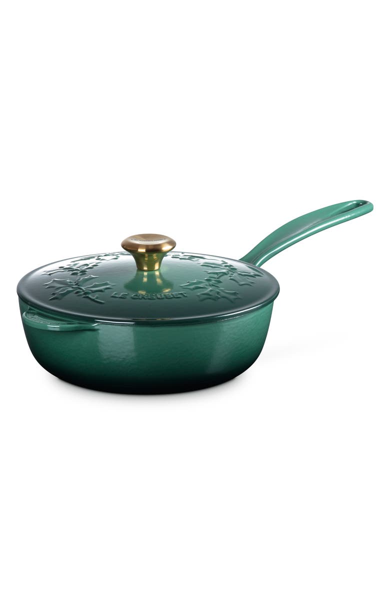 Le Creuset Holly Collection Traditional 2.25-Quart Saucier with Lid, Alternate, color, Artichaut