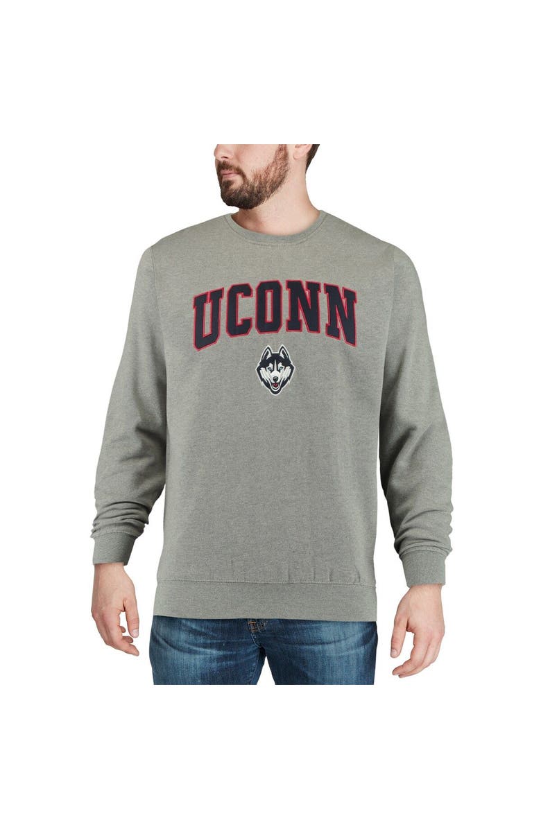COLOSSEUM Men's Colosseum Heather Gray UConn Huskies Arch & Logo Crew Neck Sweatshirt, Alternate, color, Heather Gray