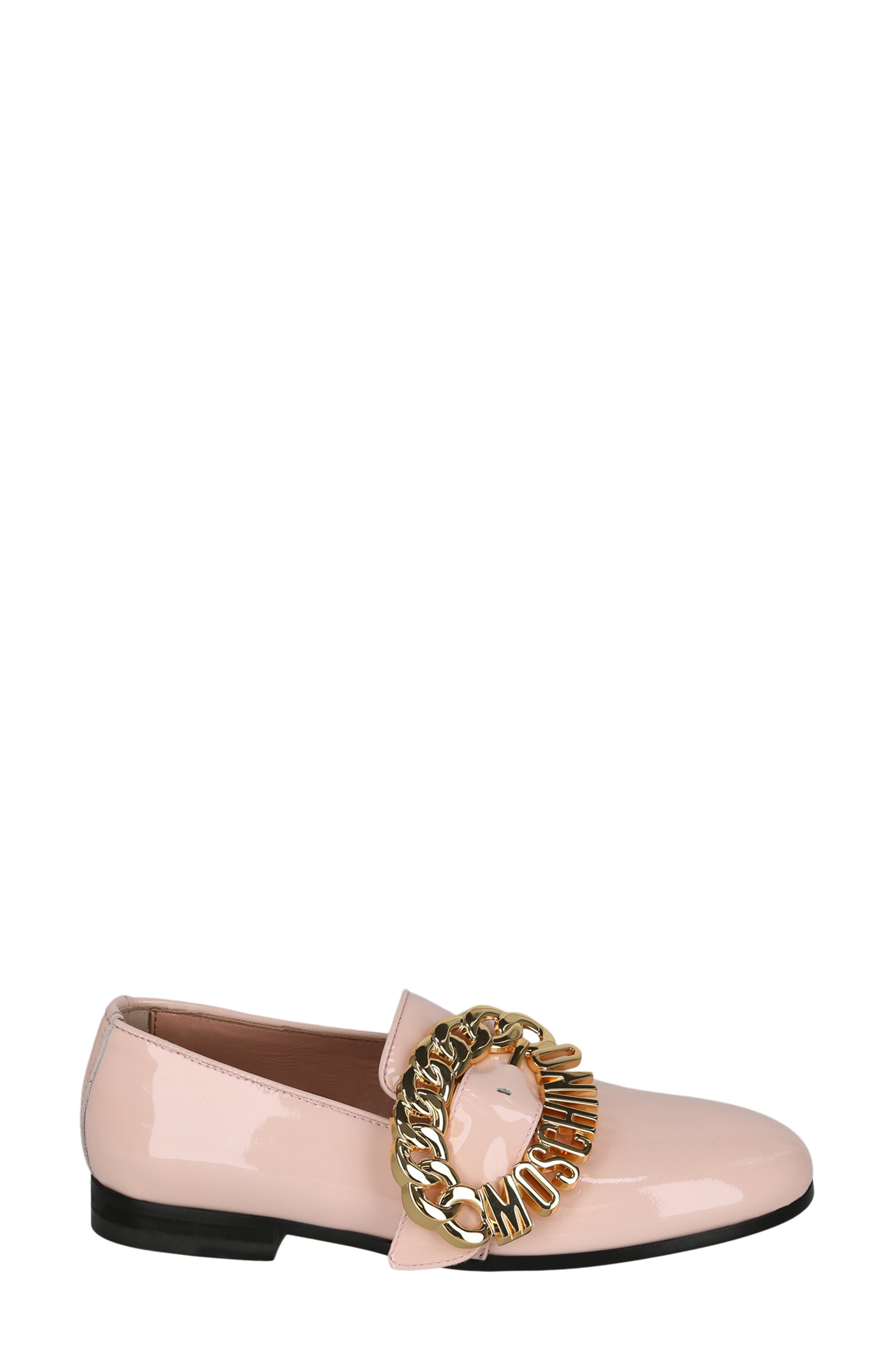 Moschino Big Buckle Patent Leather Loafer, Alternate, color, Pink