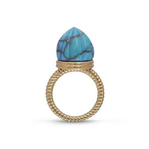Luvmyjewelry Summer Nights Gold Plated Silver Turquoise Gemstone Single Stone Ring Pendant In 14kt Gold Vermeil On Sterling